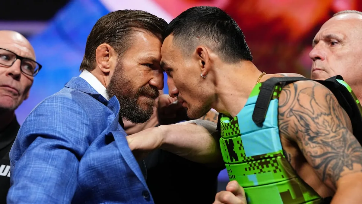 Así ha sido el último careo entre McGregor y Holloway antes del UFC 329